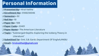 ❏Presented By:- Hiral Vaitha
❏Enrollment No:- 5108230046
❏Semester:- 02
❏Roll No:- 10
❏Paper No:- 108
❏Paper Code:- 22401
...