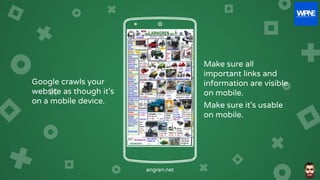 Place your screenshot here
Make sure all
important links and
information are visible
on mobile.
Make sure it’s usable
on m...
