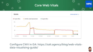 Core Web Vitals
Configure CWV in GA: https://salt.agency/blog/web-vitals-
data-visualising-guide/
 