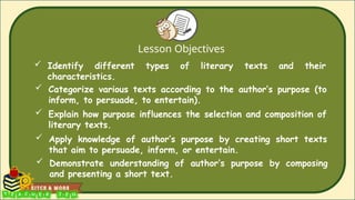 Understanding Literary Texts: Types, Purposes, and Creative Writing for ...