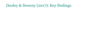 Dooley & Sweeny (2017): Key findings
 