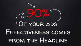90%
Of your ads
Effectiveness comes
from the Headline
Up to
 