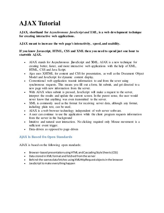 Copy Of Ajax Tutorial Copy Of Ajax Tutorial