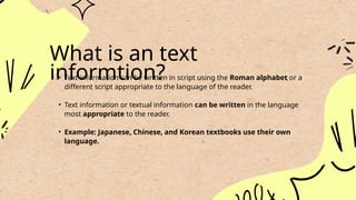 Text Information Example Copy of Analysing Information Texts in English Presentation Natural ...