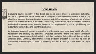 Evaluating Source Credibility in the Digital Age | PDF