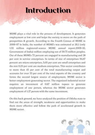 Role and Impact of MSME's Sector in the Economic Development of Odisha ...
