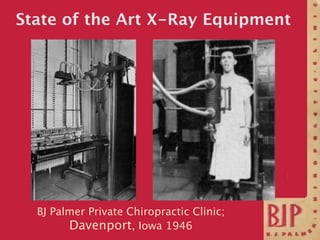 State of the Art X-Ray Equipment




  BJ Palmer Private Chiropractic Clinic;
        Davenport, Iowa 1946
 