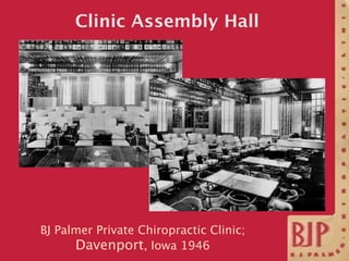Clinic Assembly Hall




BJ Palmer Private Chiropractic Clinic;
      Davenport, Iowa 1946
 