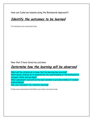 Blank Lesson Plan- Backwards Approach | DOCX