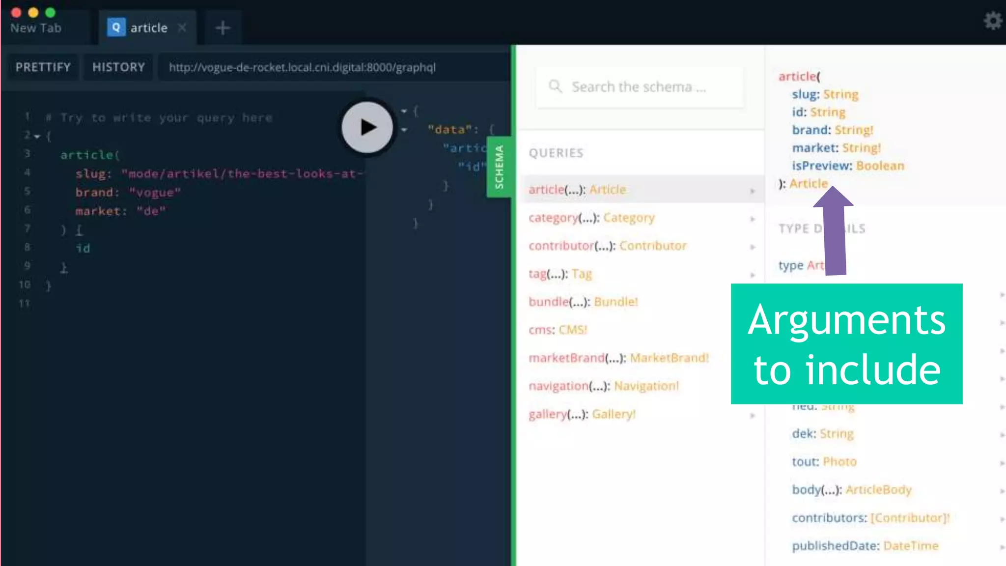 Arguments
to include
 
