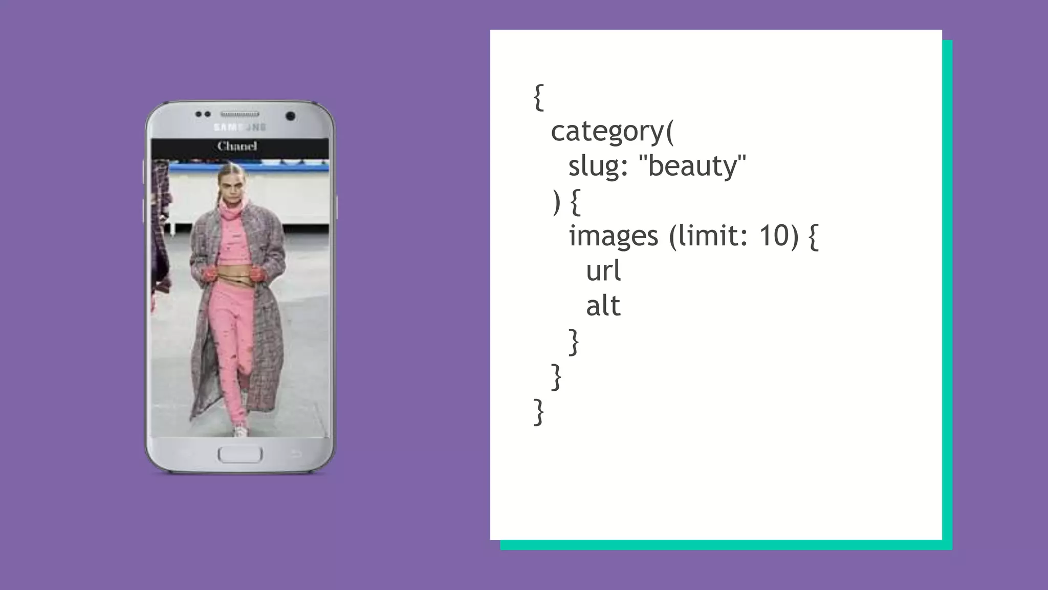 {
category(
slug: "beauty"
) {
images (limit: 10) {
url
alt
}
}
}
 