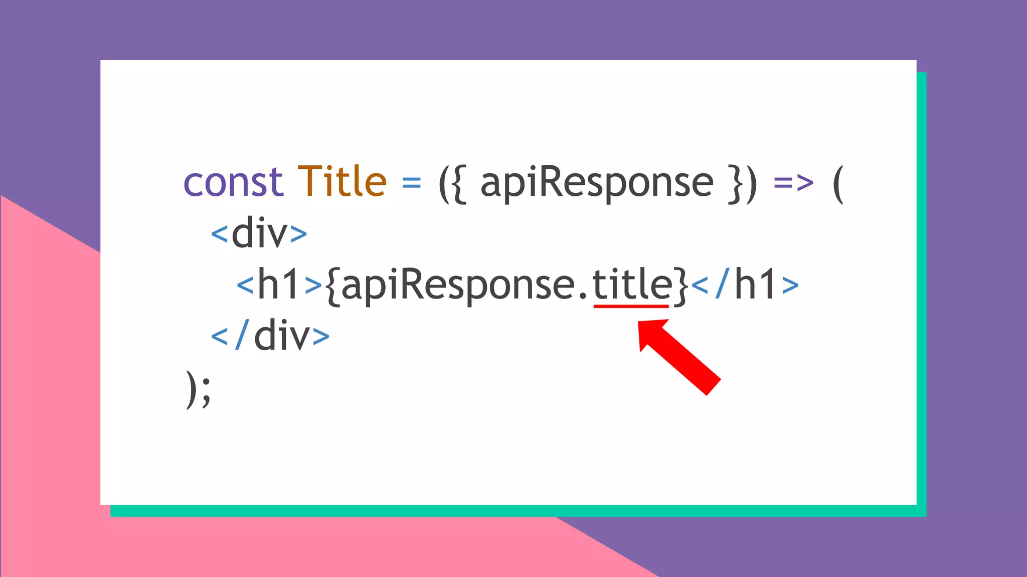 const Title = ({ apiResponse }) => (
<div>
<h1>{apiResponse.title}</h1>
</div>
);
 