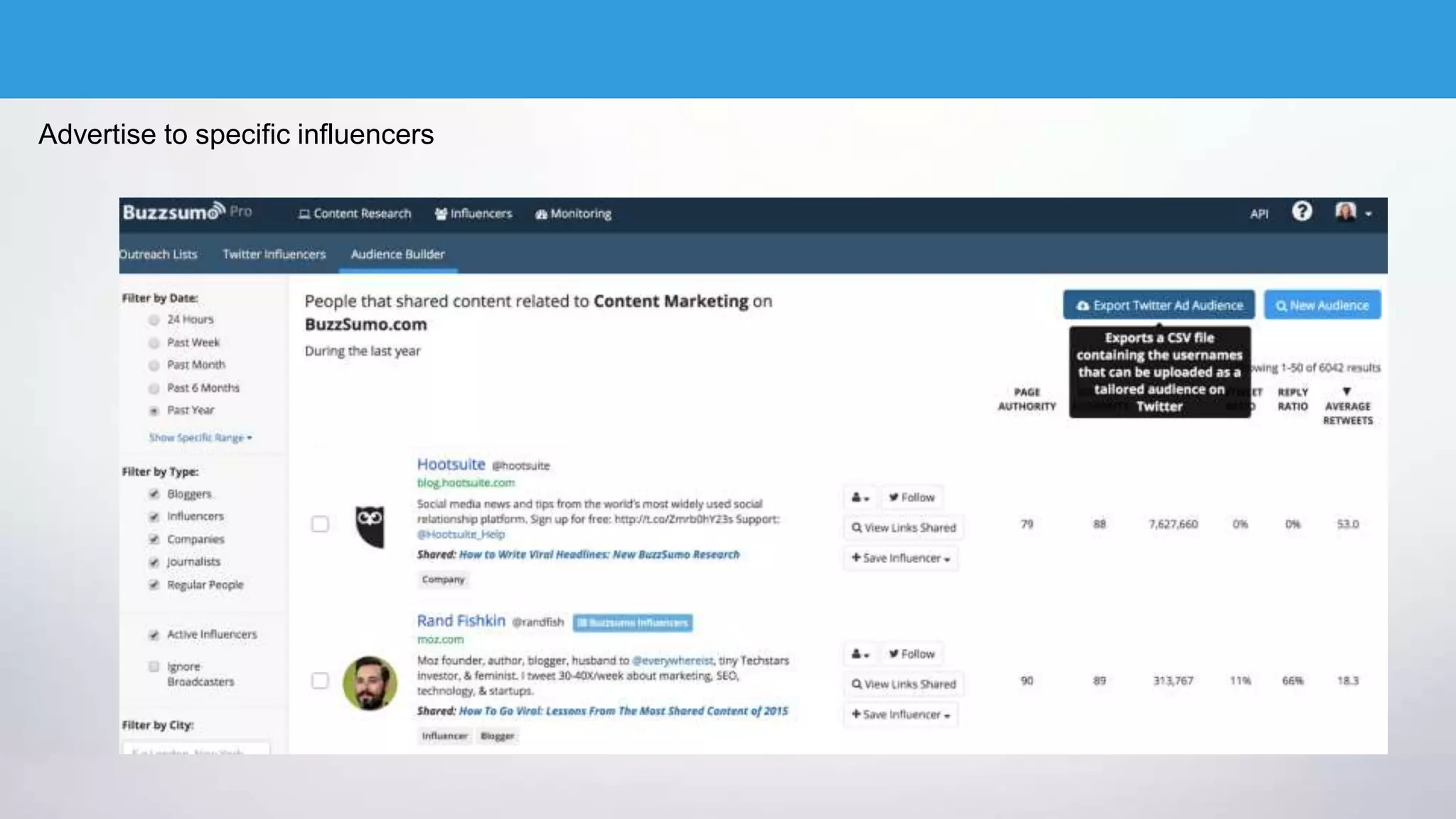 Advertise to specific influencers