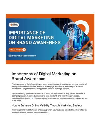 Importance of Digital Marketing on Brand Awareness | DOCX