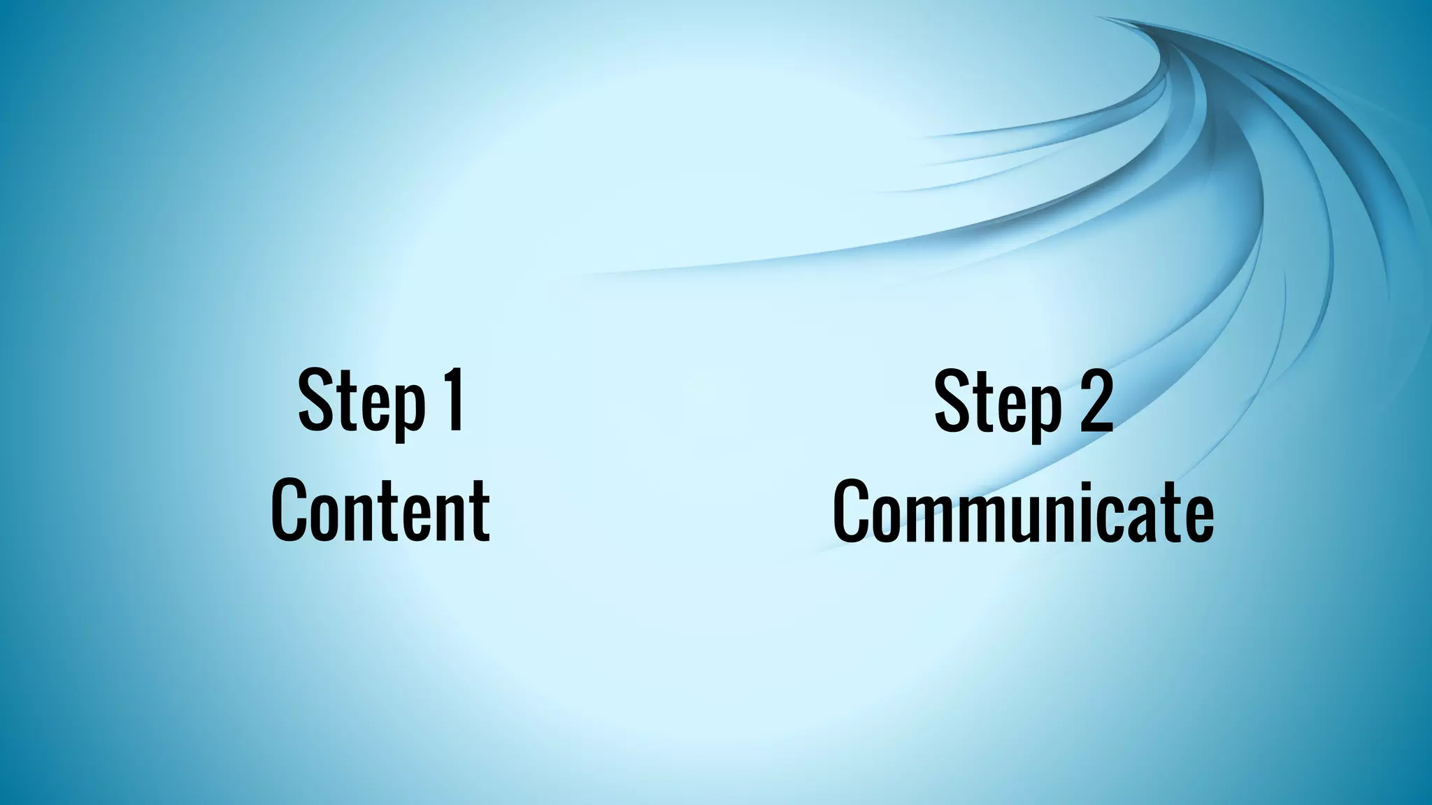 Step 2 
Communicate 
Step 1 
Content 
 