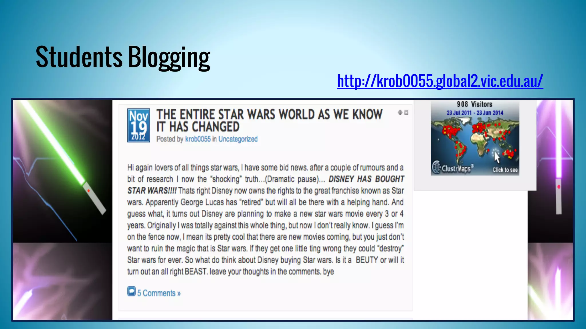 Students Blogging 
http://krob0055.global2.vic.edu.au/ 
 