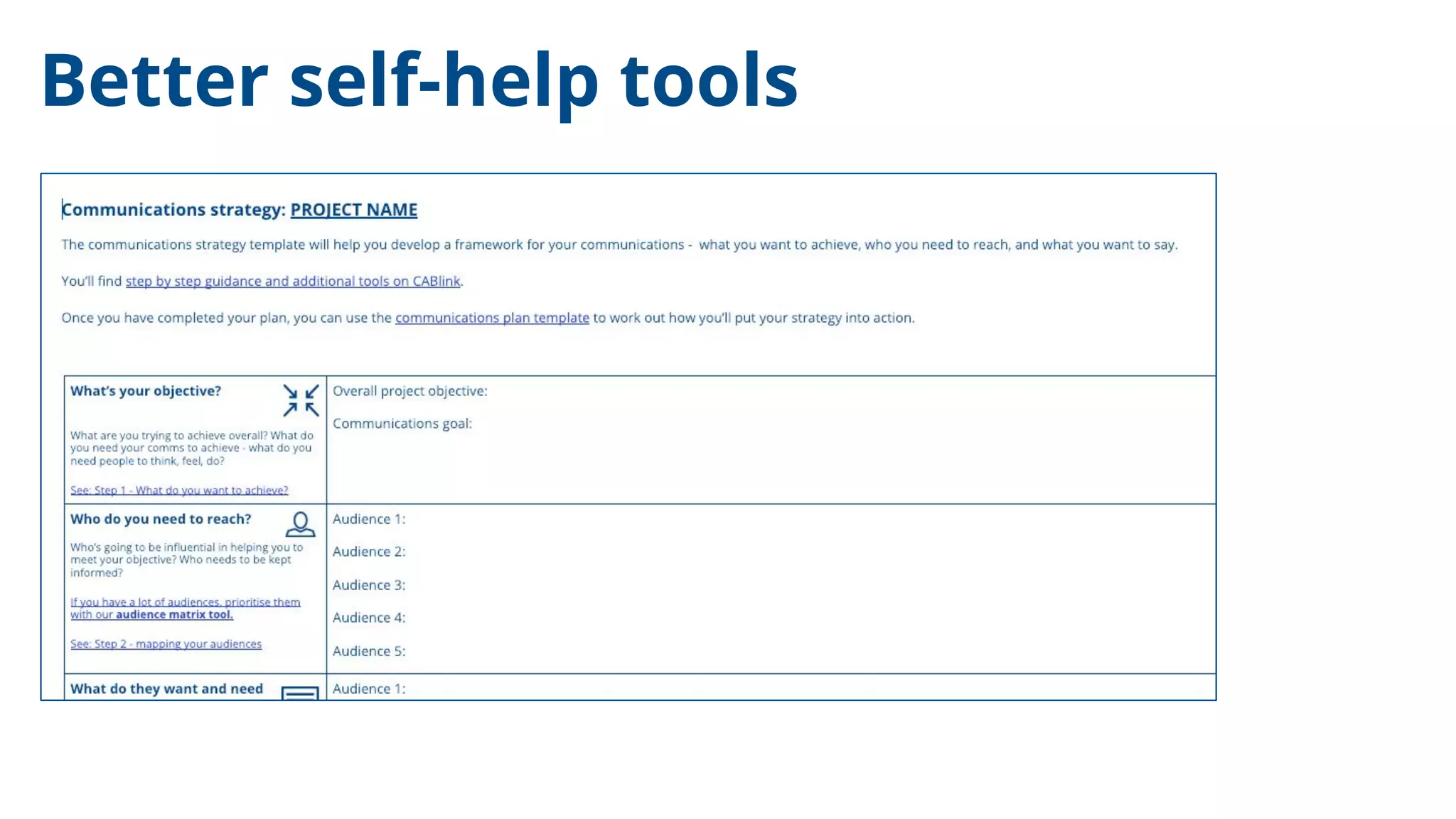 Better self-help tools
 