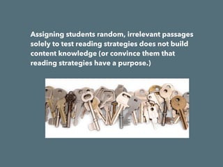 Use questions to tie the texts together.
"How does this
compare to...?"
"What is the
connection
between...?"
"How does this
account differ
from...?"
 