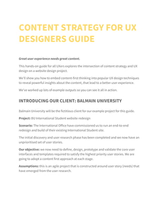Content Strategy
A Guide for UX Designers
by Liam King
 