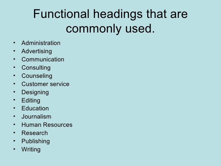 cv writing functional resume headings
