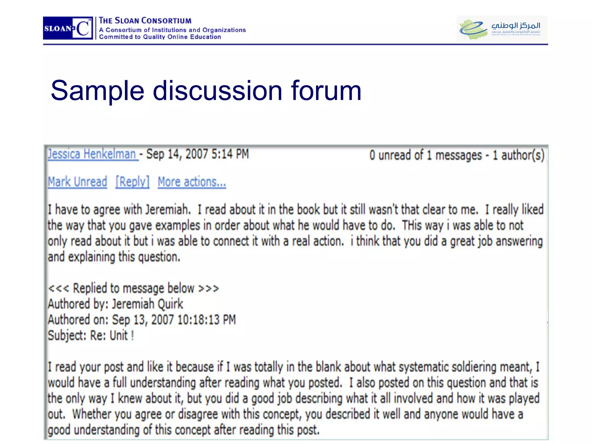 Sample discussion forum 