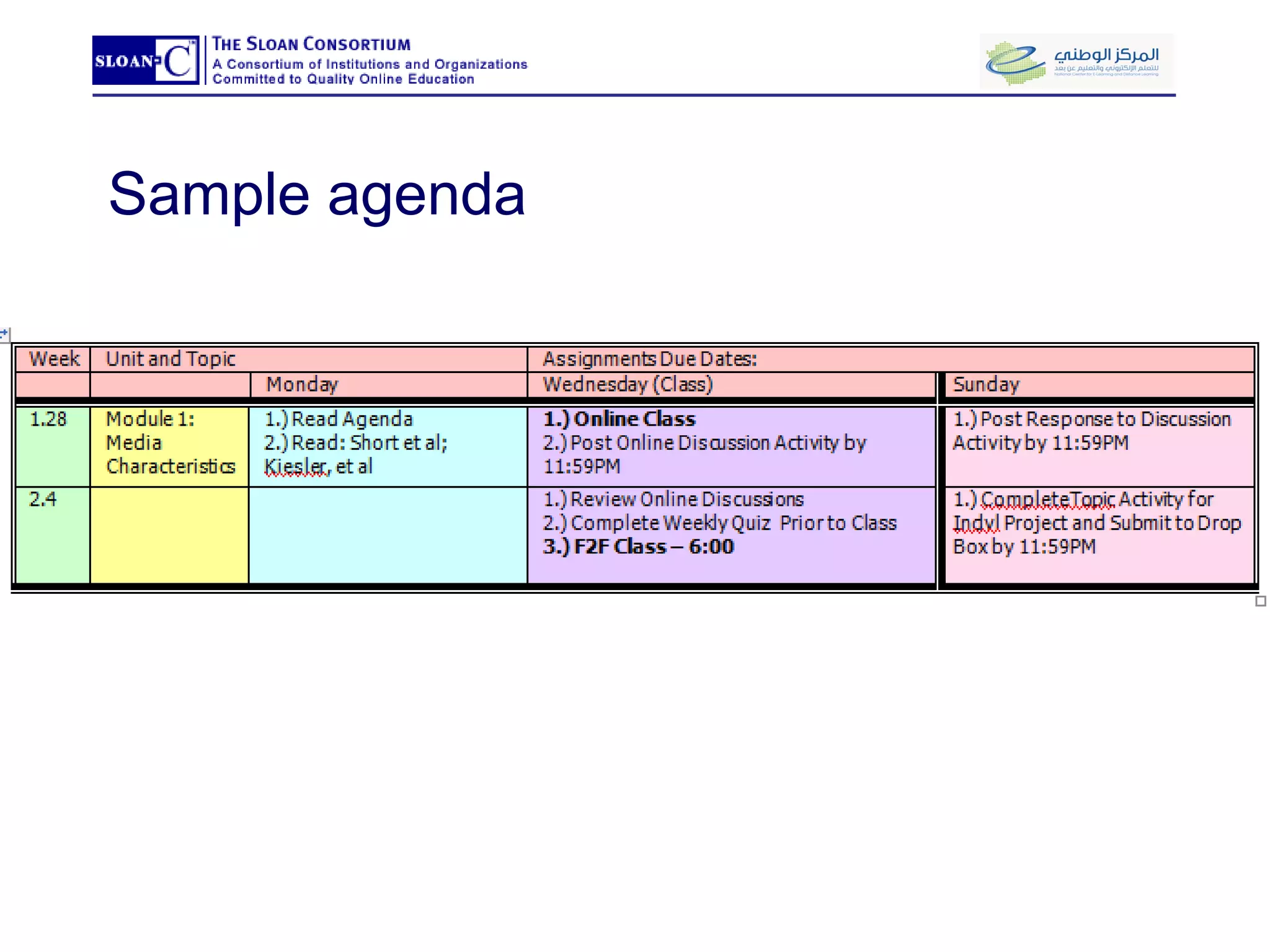 Sample agenda 