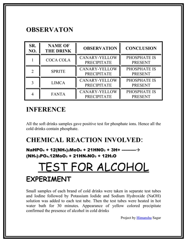 Copy Of Determination Of The Contents Of Cold Drinks