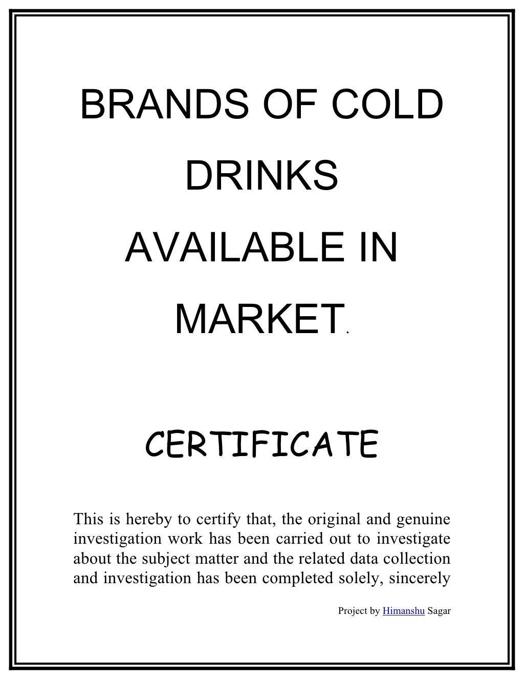 Copy Of Determination Of The Contents Of Cold Drinks