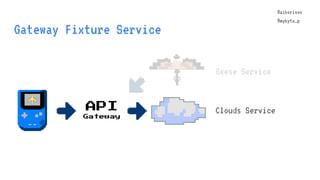 @aiborisov
@mykyta_p
Gateway Fixture Service
API
Gateway
@aiborisov
@mykyta_p
Geese Service
Clouds Service
 