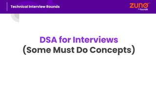 DSA for Interviews
(Some Must Do Concepts)
Technical Interview Rounds
 