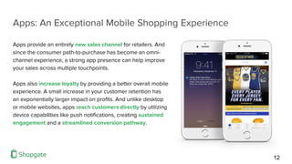 Apps: An Exceptional Mobile Shopping Experience
12
Apps provide an entirely new sales channel for retailers. And
since the...
