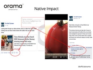 @officialorama
Native Impact
Same content:
30x more engagement for
Native video
 