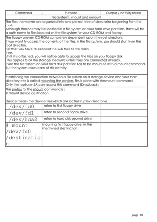 File Commands Of Linux Ii | XLS