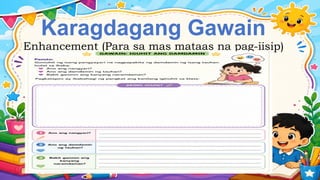 Karagdagang Gawain
Enhancement (Para sa mas mataas na pag-iisip)
 