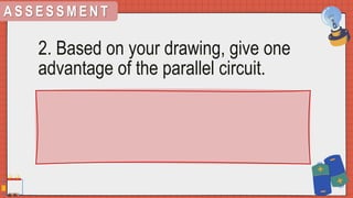 A S S E S S M E N T
2. Based on your drawing, give one
advantage of the parallel circuit.
 