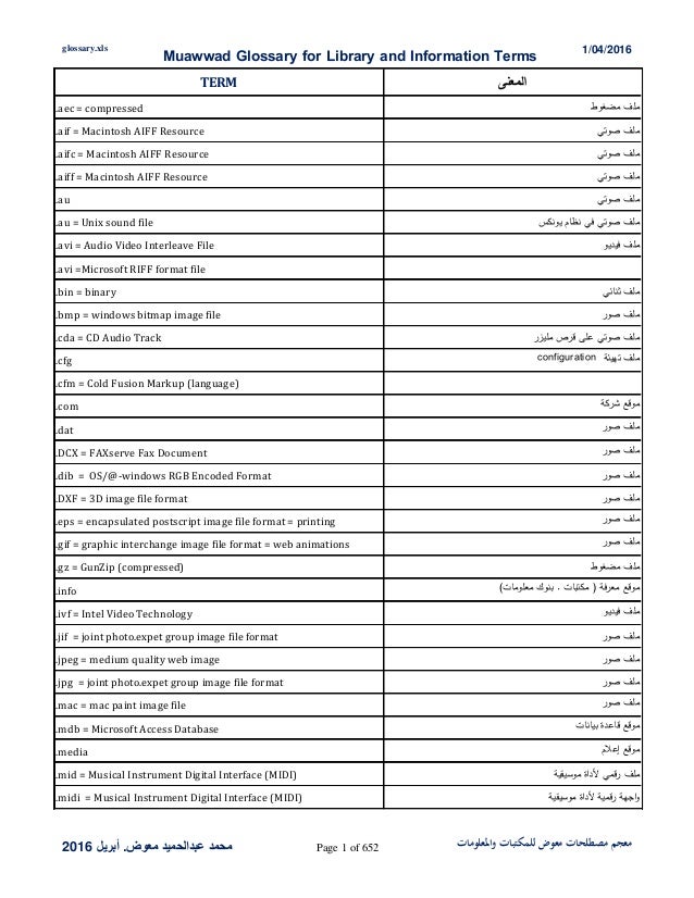 معجم مصطلحات معوض للمكتبات والمعلومات جمع وإعداد محمد عبدالحميد مع