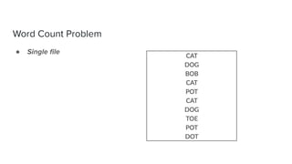 Word Count Problem
● Single ﬁle
 