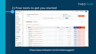 2) Free tools to get you started
https://app.neilpatel.com/en/ubersuggest/
 