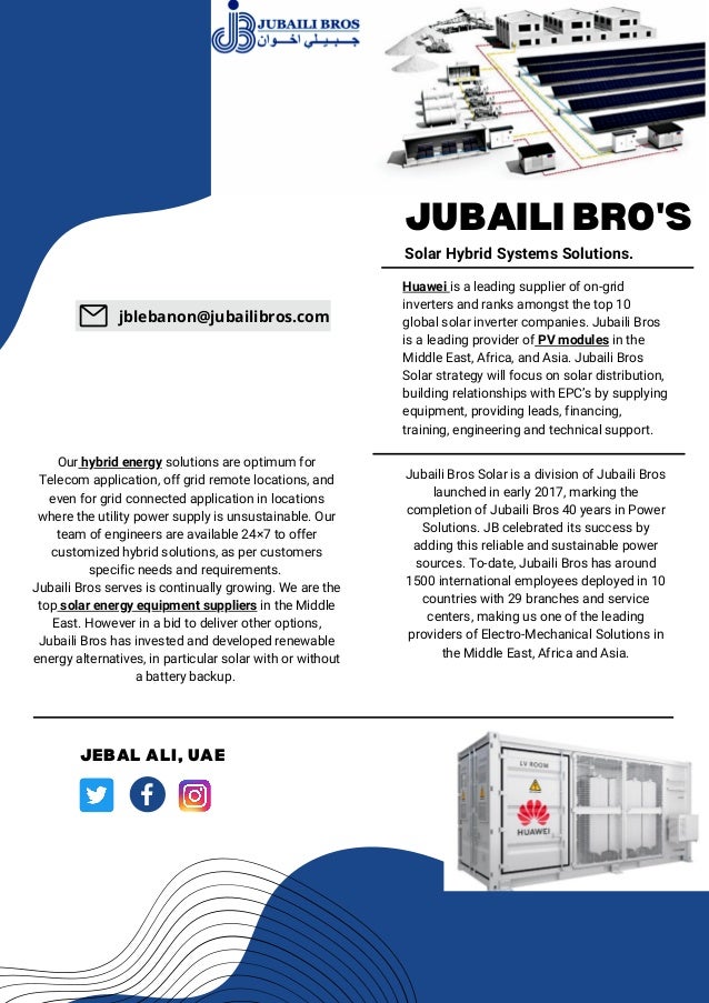 Solar Energy Equipment Suppliers in UAE — Jubaili Bros