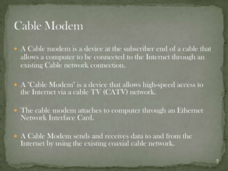 Internet Access via Cable TV Network | PPTX