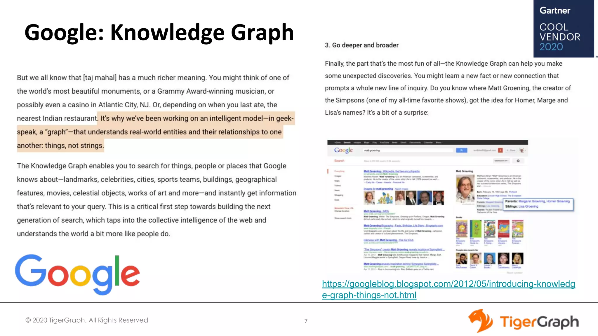 © 2020 TigerGraph. All Rights Reserved
Google: Knowledge Graph
7
https://googleblog.blogspot.com/2012/05/introducing-knowledg
e-graph-things-not.html
 