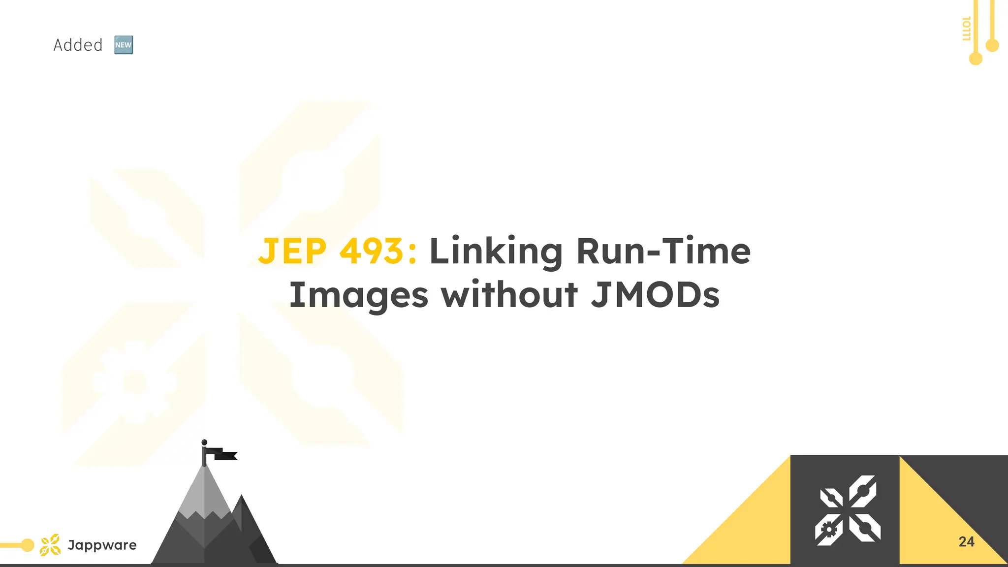 10111
JEP 493: Linking Run-Time
Images without JMODs
Added 🆕
24
 