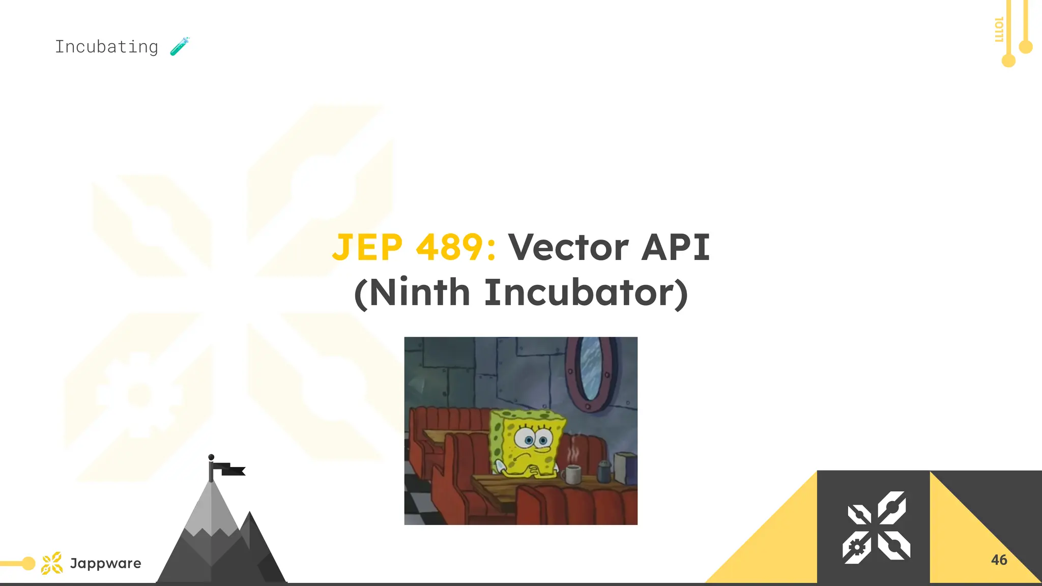 10111
JEP 489: Vector API
(Ninth Incubator)
Incubating 🧪
46
 