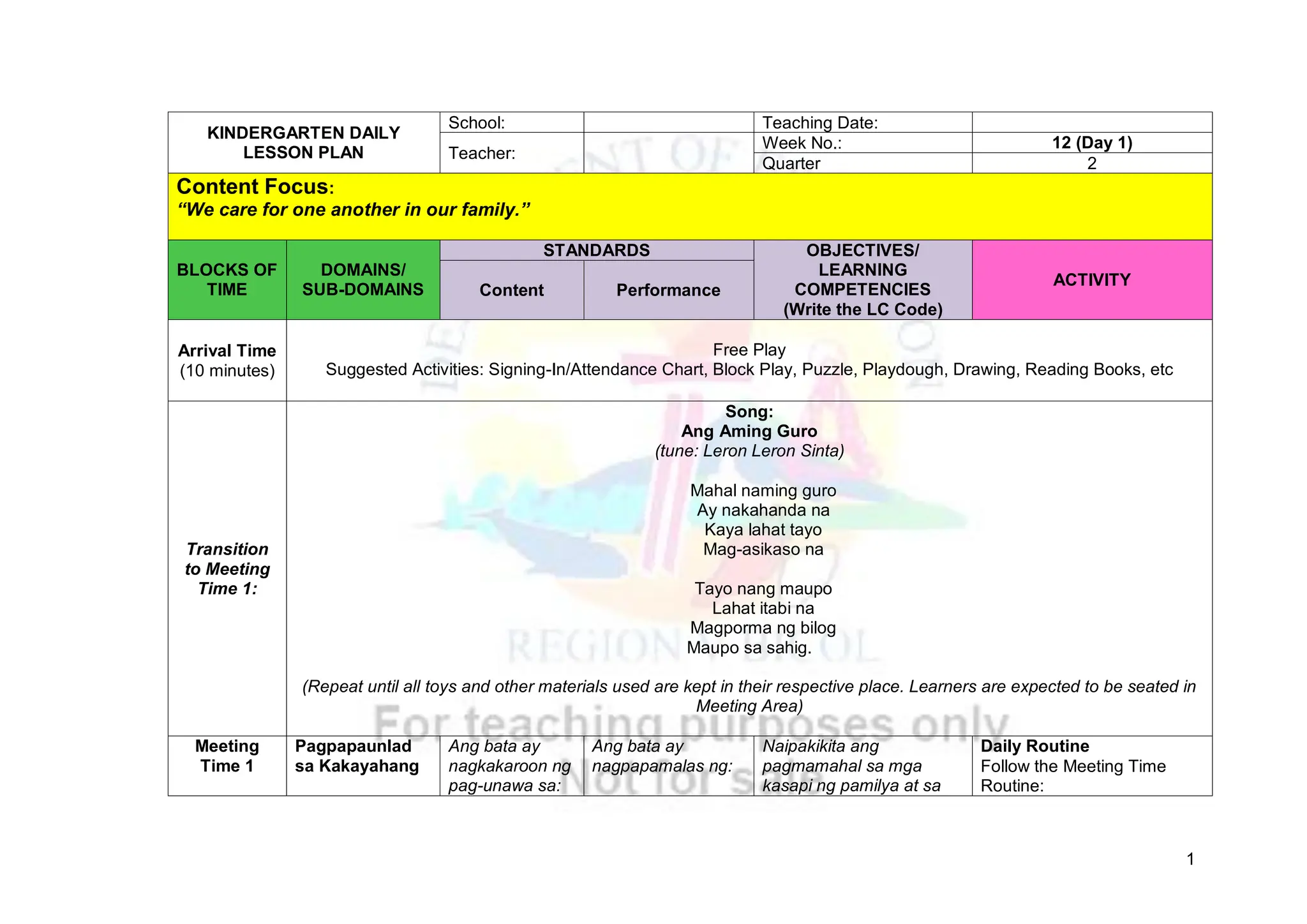Copy of kindergarten daily lesson plan week 12 pdf