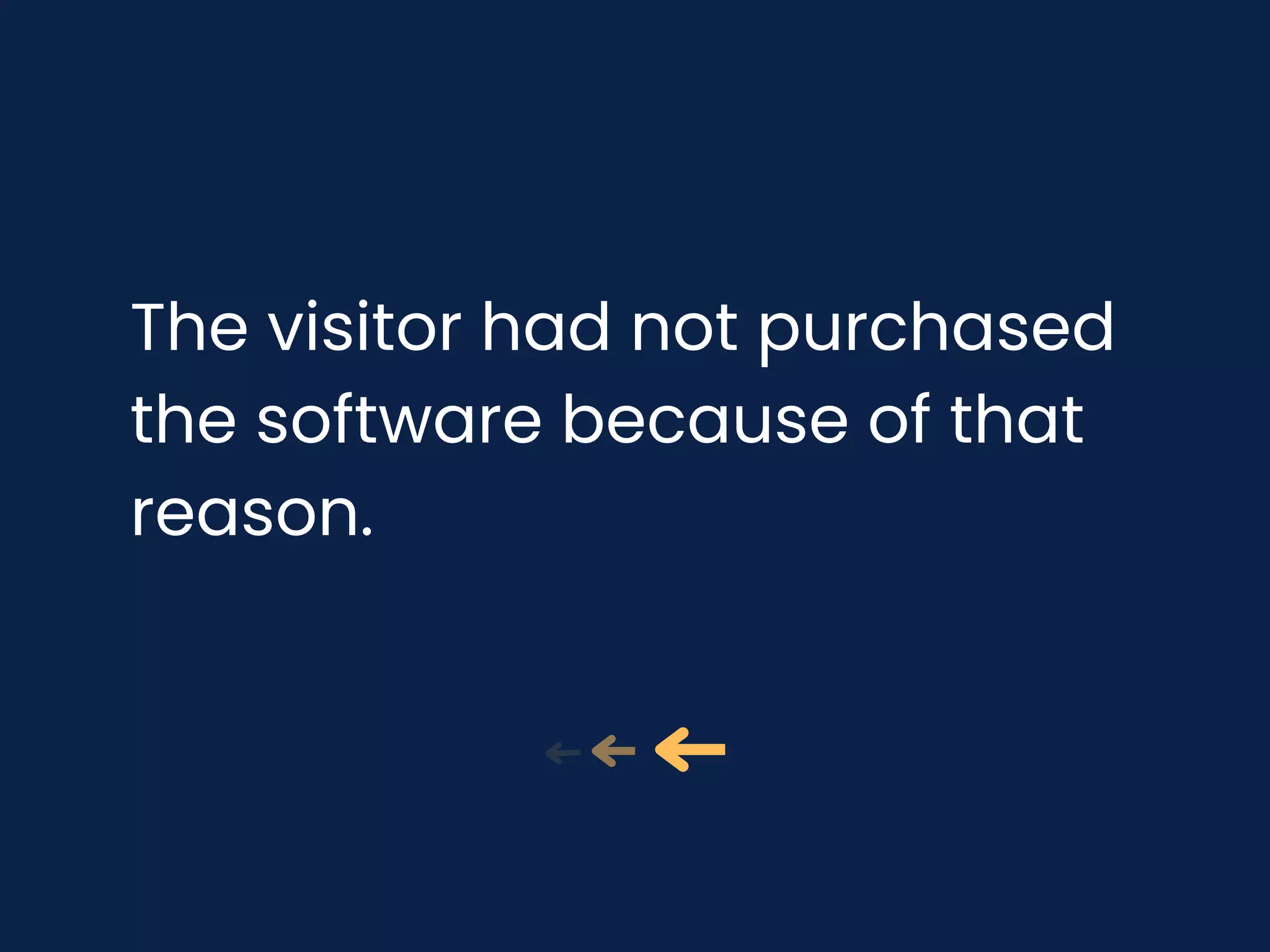 The visitor had not purchased
the software because of that
reason.