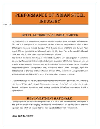 ANALYSIS OF MAJOR STEEL INDUSTRY IN India | PDF