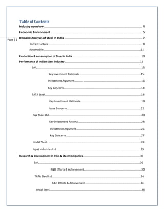 ANALYSIS OF MAJOR STEEL INDUSTRY IN India | PDF