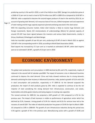 ANALYSIS OF MAJOR STEEL INDUSTRY IN India | PDF
