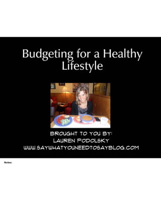 Budgeting For a Healthy Lifestyle 