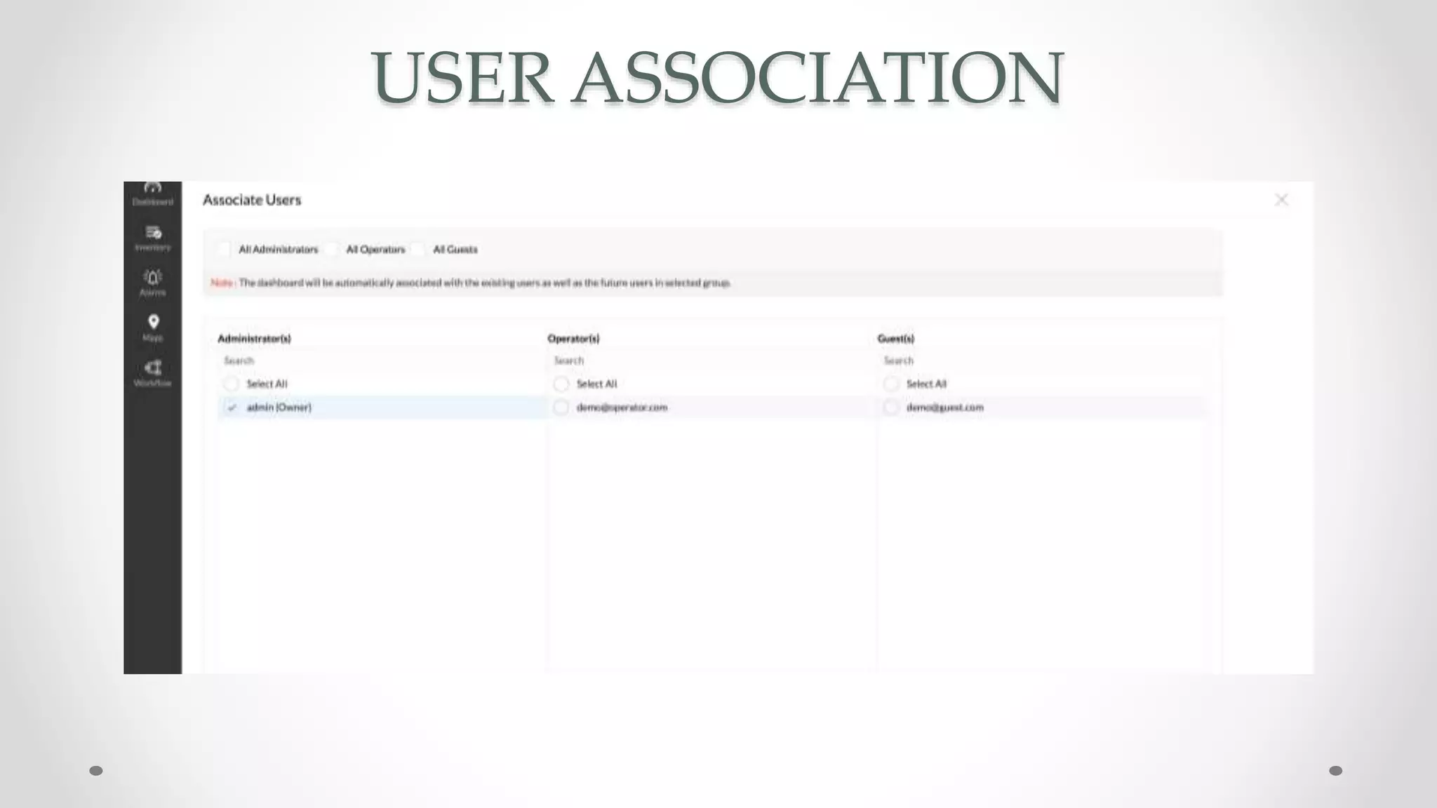 USER ASSOCIATION
 